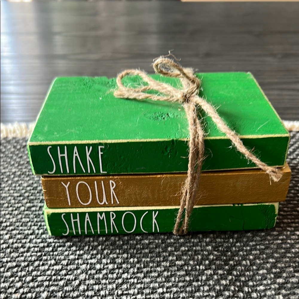 St Patrick’s Green and Gold farmhouse book stack